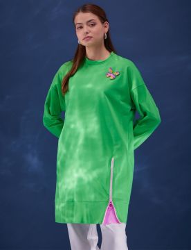 KAYRA Kelebek Broşlu Sweat Yonca Yeşili