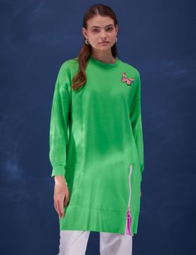 KAYRA Kelebek Broşlu Sweat Yonca Yeşili