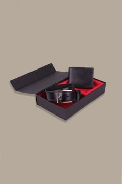 SARAR Erkek Siyah Deri Cüzdan Kemer Set