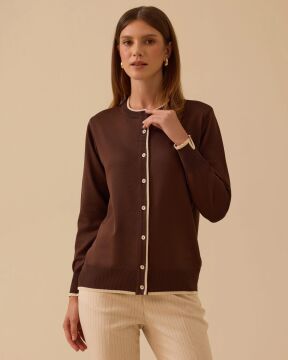 SEÇİL Biye Detaylı Düğmeli Triko Hırka