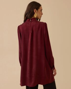 SEÇİL Yaka Aksesuarlı Pile Detaylı Tunik