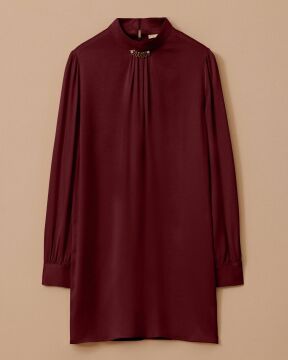 SEÇİL Yaka Aksesuarlı Pile Detaylı Tunik