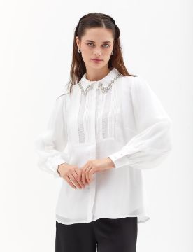 KAYRA Boncuk İşkemeli Dikiş Detaylı Bluz