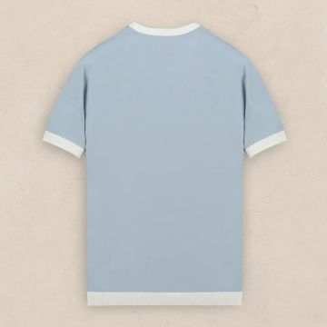 SARAR INTERVIEW  BİSİKLET YAKA KISA KOL DESENLİ MAVİ TRİKO