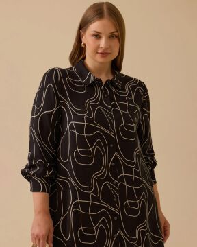 SEÇİL Büyük Beden Desenli Uzun Tunik