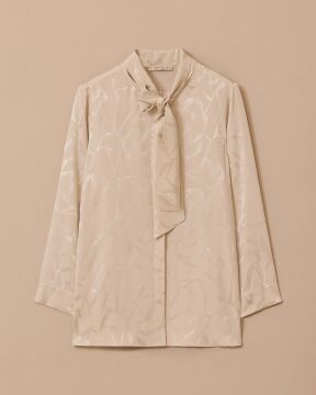 SEÇİL Büyük Beden Fular Yakalı Desenli Jakar Gömlek