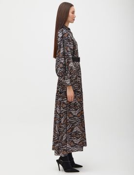 Balon Kol Animal Print Elbise