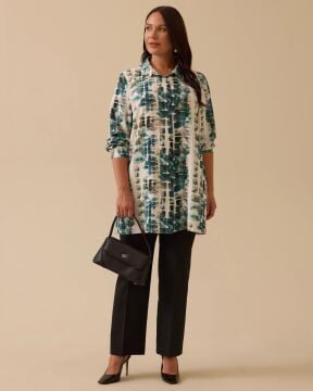 SEÇİL Büyük Beden Gömlek Yaka Desenli Tunik