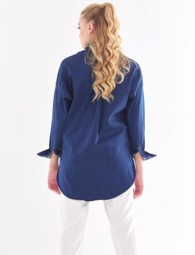 KAYRA Garnili Denim Ceket Koyu Lacivert