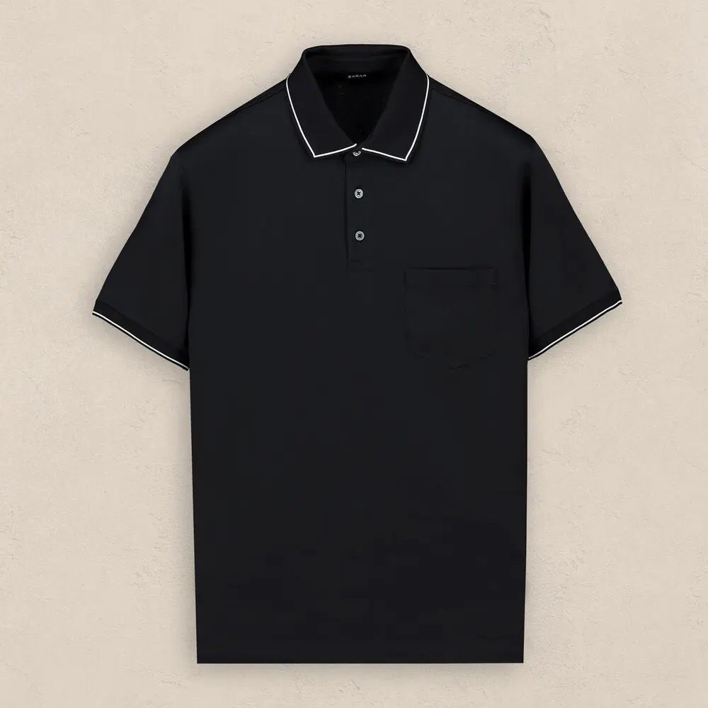 SARAR POLO YAKA CEPLİ TİŞÖRT SİYAH