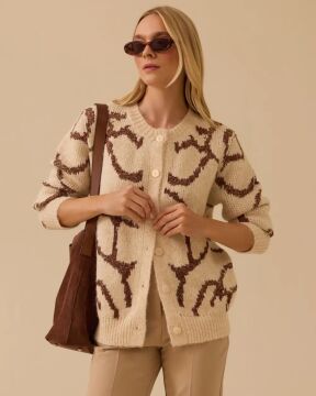 SEÇİL Desenli Triko Hırka