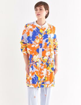 KAYRA Floral Desenli Bomber Ceket Turuncu