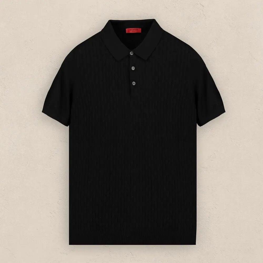 INTERVIEW POLO YAKA  KISA KOL SİYAH TRİKO