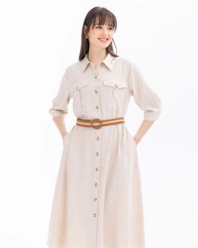 SEÇİL DÜĞMELİ KEMER DETAYLI ELBİSE