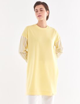 KAYRA Kolları Çizgili Sweat Sarı