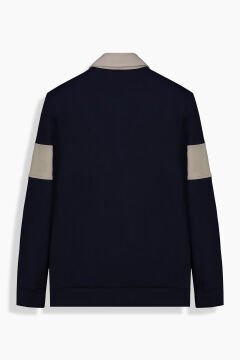 Polo Yaka Açık Lacivert Sweatshirt