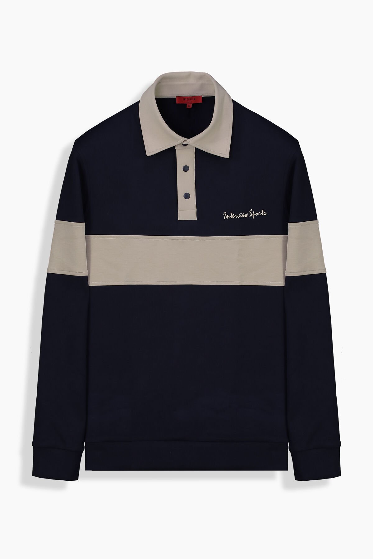 Polo Yaka Açık Lacivert Sweatshirt