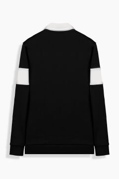 Polo Yaka Siyah Sweatshirt