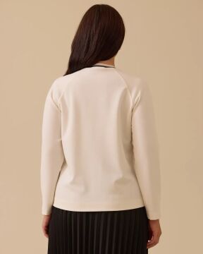 SEÇİL Büyük Beden Desenli File Detaylı Sweatshirt