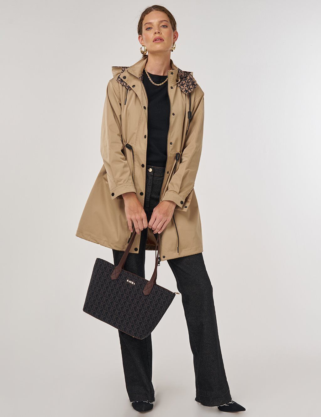 KAYRA Bel Büzgülü Trençkot
