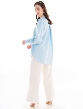 KAYRA Yakası Boncuk İşlemeli Balon Kol Bluz