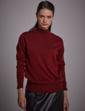 KAYRA Basic Triko Bluz Bordo