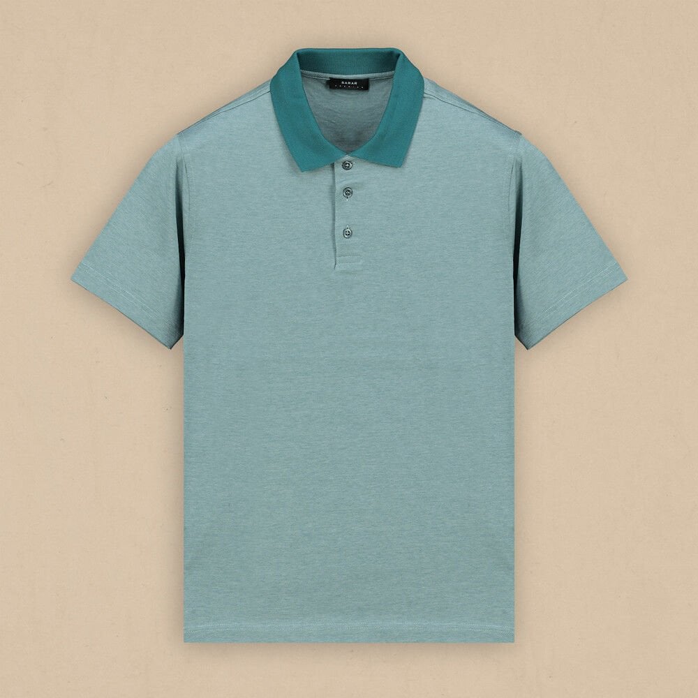 SARAR RENKLİ POLO YAKA KISA KOL MİNT YEŞİL TRİKO