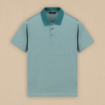 SARAR RENKLİ POLO YAKA KISA KOL MİNT YEŞİL TRİKO