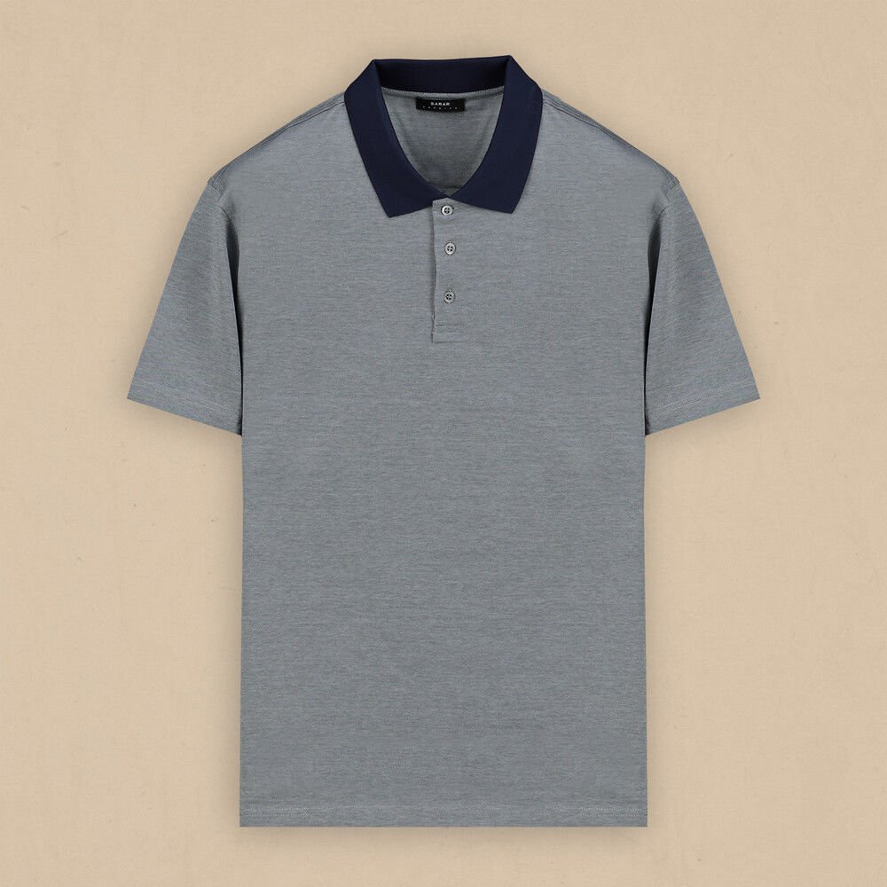 SARAR RENKLİ POLO YAKA KISA KOL LACİVERT TRİKO