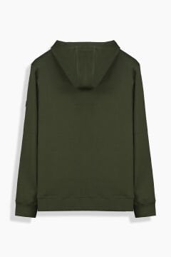 Kapüşonlu Haki Sweatshirt