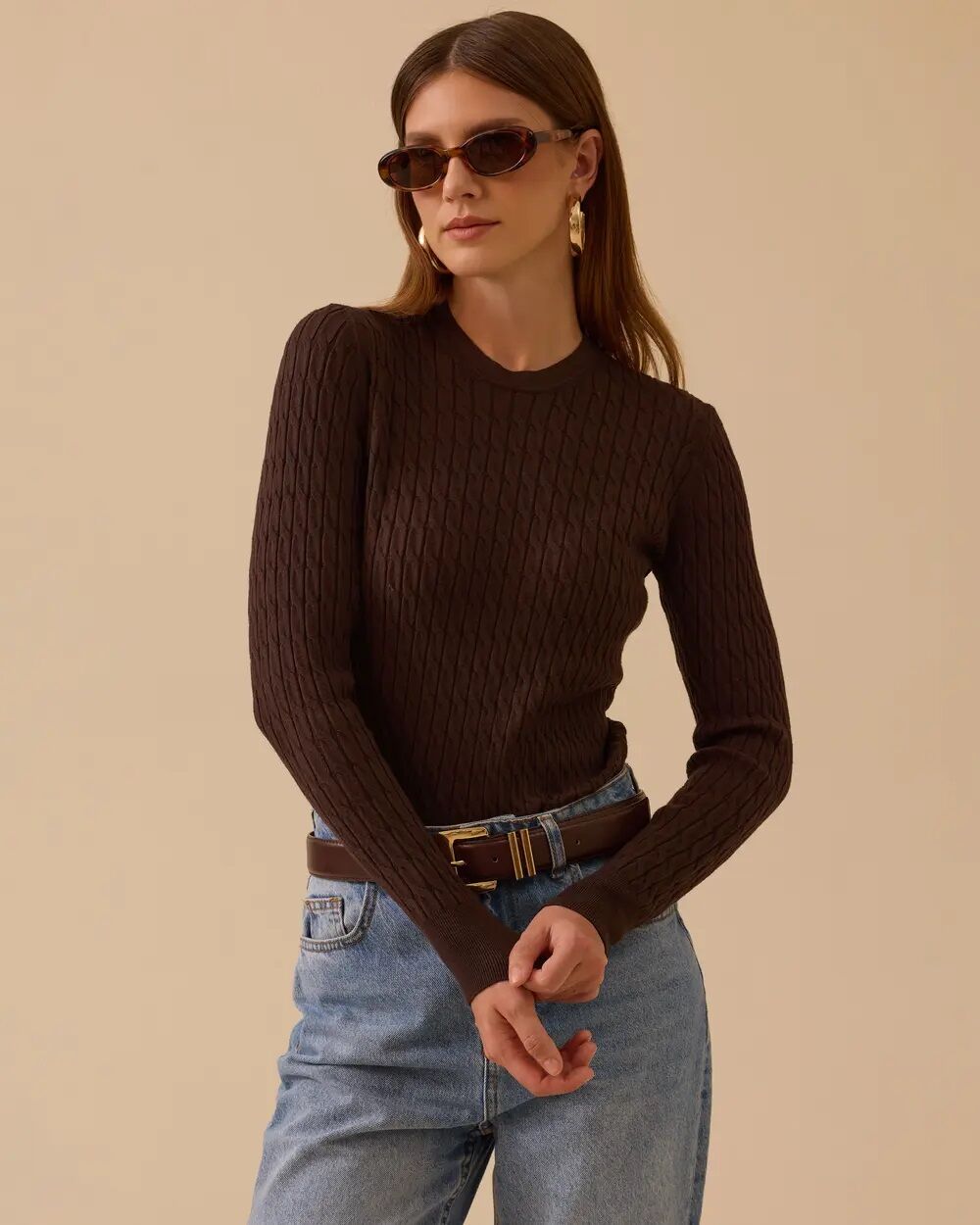 SEÇİL Örgü Desen Sıfır Yaka Kazak