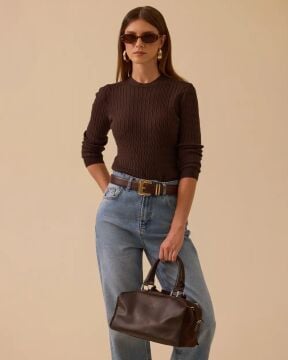 SEÇİL Örgü Desen Sıfır Yaka Kazak