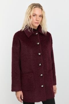 SELEN Şömizye Yaka Dıştan Cep Tüylü Kaban