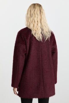 SELEN Şömizye Yaka Dıştan Cep Tüylü Kaban