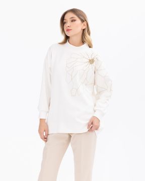 SEÇİL İ̇ŞLEME DETAYLI RAHAT KESİM SWEATSHİRT