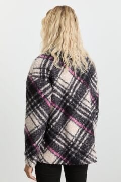 SELEN Önü Düğmeli Düşük Kol Ekose Kaban