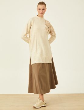 KAYRA Nakış Aplikeli Triko Tunik