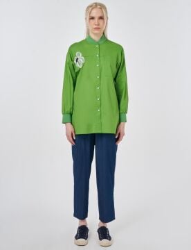 KAYRA Kolej Yaka İşleme Detaylı Pamuklu Bluz