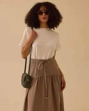 SEÇİL Çift Kumaşlı Bel Bağcıklı Elbise