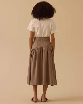 SEÇİL Çift Kumaşlı Bel Bağcıklı Elbise