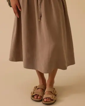 SEÇİL Çift Kumaşlı Bel Bağcıklı Elbise