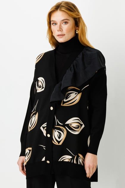 Ghisa Arkası Triko Fırfır Detaylı Hırka