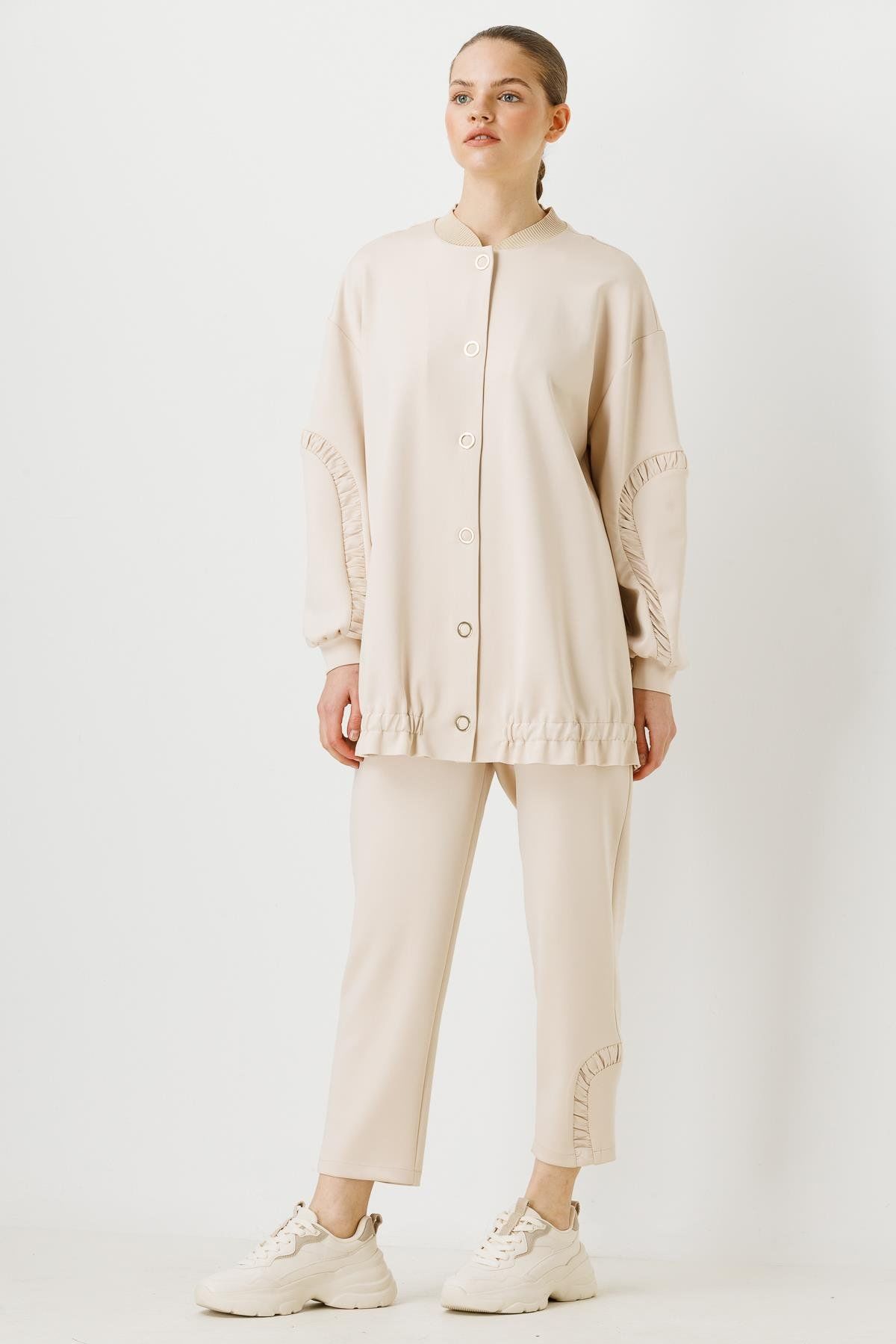 Ghisa Büzgü Detaylı Tunik Pantolon Takımı