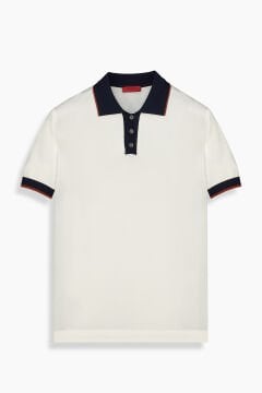 SARAR Relax Fit Kontrast Polo Yaka Ekru Triko Tişört INTERVIEW