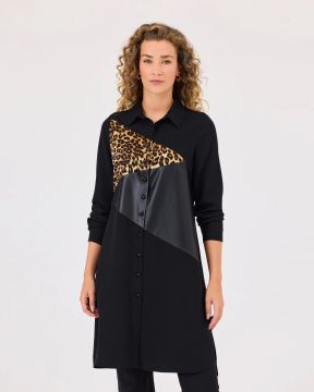 SEÇİL LEOPAR DESEN DÜĞMELİ GÖMLEK TUNİK