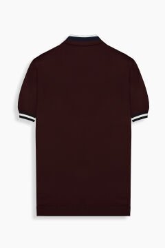 SARAR Polo Yaka Fermuarlı Bordo Triko Tişört INTERVIEW
