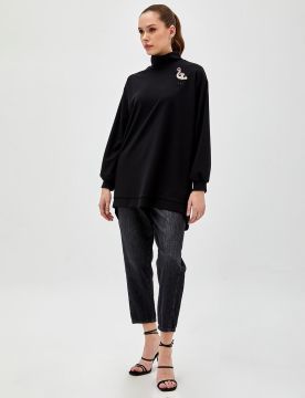KAYRA Flamingo Figürlü Dik Yaka Sweatshirt