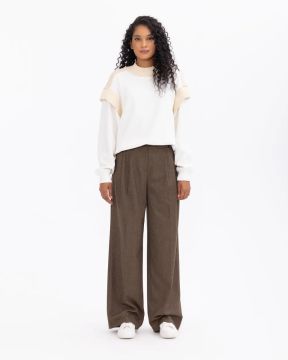 SEÇİL OMUZ DETAYLI RİBANALI ÇİFT KUMAŞLI SWEATSHİRT