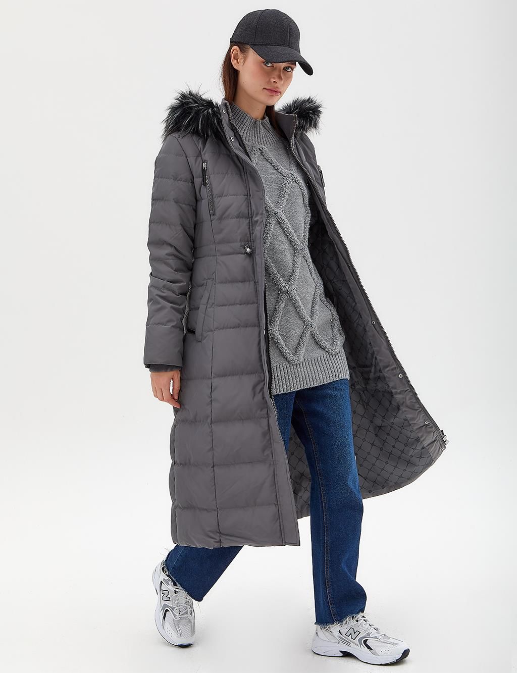 KAYRA Kaz Tüyü Dolgulu Uzun Mont