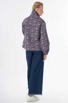 KAYRA Floral Desen Dik Yaka Ceket